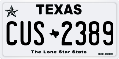 TX license plate CUS2389