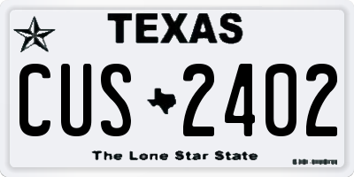 TX license plate CUS2402