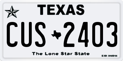 TX license plate CUS2403