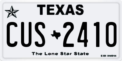 TX license plate CUS2410