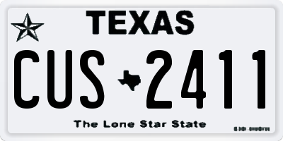 TX license plate CUS2411