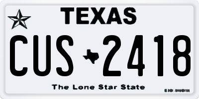 TX license plate CUS2418