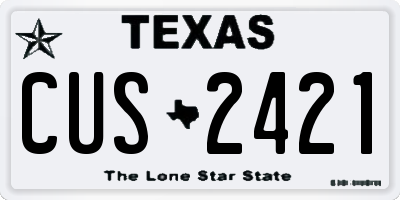 TX license plate CUS2421