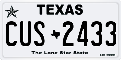TX license plate CUS2433