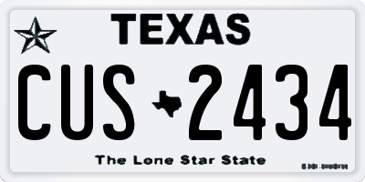 TX license plate CUS2434