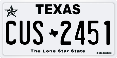 TX license plate CUS2451