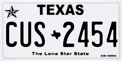 TX license plate CUS2454