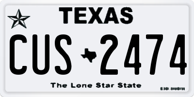 TX license plate CUS2474