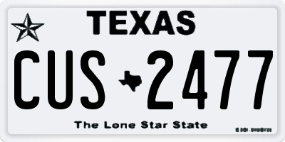 TX license plate CUS2477