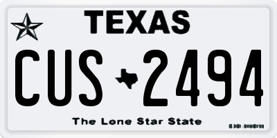 TX license plate CUS2494