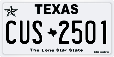 TX license plate CUS2501