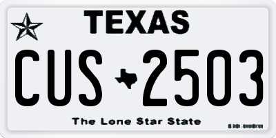 TX license plate CUS2503