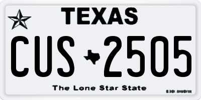TX license plate CUS2505