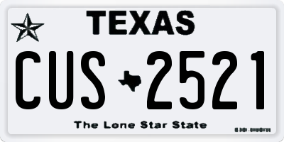 TX license plate CUS2521