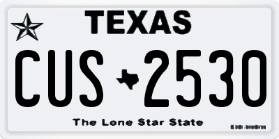 TX license plate CUS2530