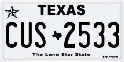 TX license plate CUS2533