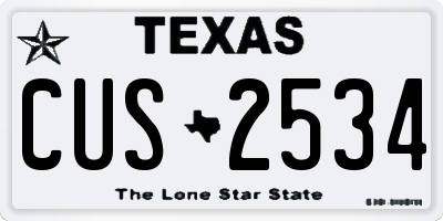 TX license plate CUS2534