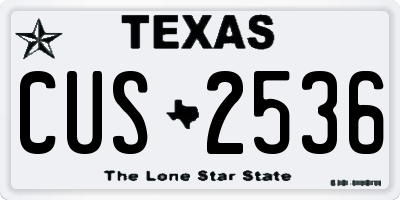 TX license plate CUS2536