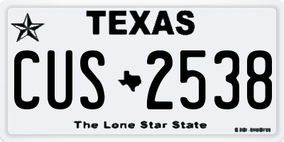 TX license plate CUS2538