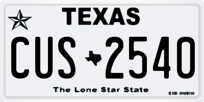 TX license plate CUS2540