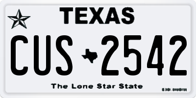 TX license plate CUS2542