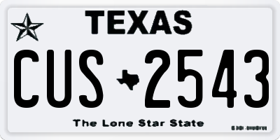 TX license plate CUS2543