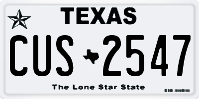 TX license plate CUS2547