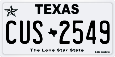 TX license plate CUS2549