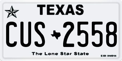 TX license plate CUS2558