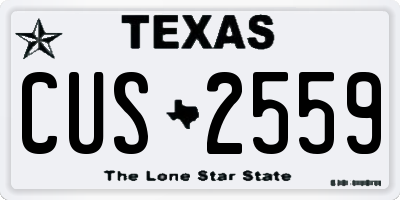 TX license plate CUS2559