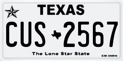 TX license plate CUS2567