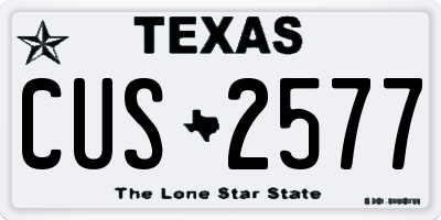 TX license plate CUS2577