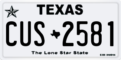 TX license plate CUS2581