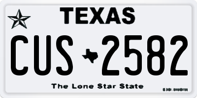 TX license plate CUS2582