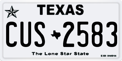 TX license plate CUS2583