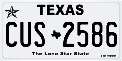 TX license plate CUS2586