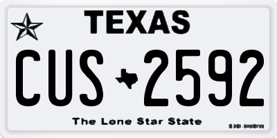 TX license plate CUS2592