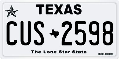TX license plate CUS2598