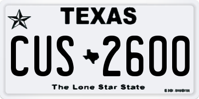TX license plate CUS2600