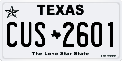 TX license plate CUS2601