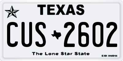 TX license plate CUS2602