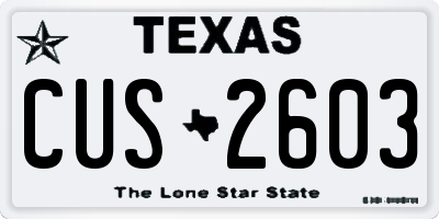 TX license plate CUS2603