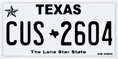 TX license plate CUS2604