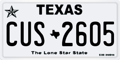 TX license plate CUS2605