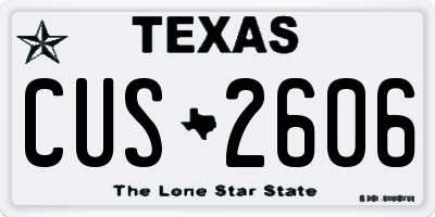 TX license plate CUS2606