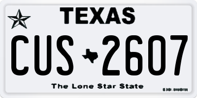 TX license plate CUS2607