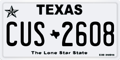 TX license plate CUS2608
