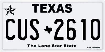 TX license plate CUS2610