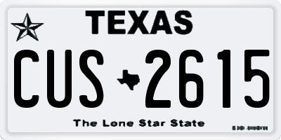 TX license plate CUS2615