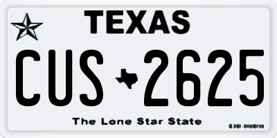 TX license plate CUS2625